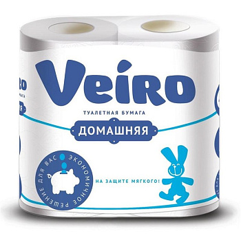 Veiro туалетная бумага Домашняя 2-х слойная белая 4шт