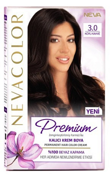 Nevacolor PRЕMIUM стойкая крем краска для волос 3.0 DARK BROWN темный кофе