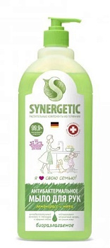Synergetic жидкое мыло антизапах лемонграсс и мята чистота и ультразащита 99,9% флакон 1л дозатор