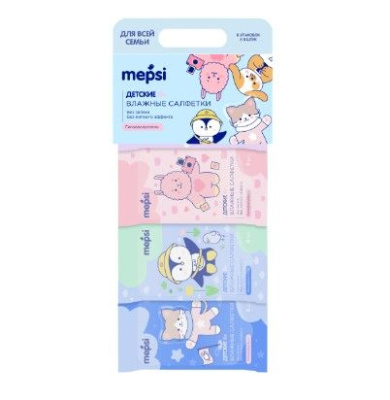 Mepsi влажные салфетки детские без отдушки 64 шт
