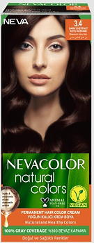 Nevacolor Natural Colors стойкая крем краска для волос 3.4 DARK CHESTNUT тёмный каштан