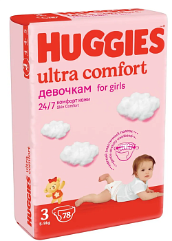 Huggies Ultra Comfort подгузники для девочек 3  5-9кг 78 шт