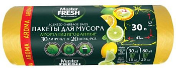 Master FRESH пакеты для мусора aroma lemon 30л 20шт 7мкм желтые