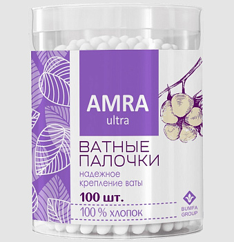 Amra Ватные палочки в банке цилиндр 100 шт.