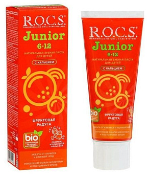 ROCS Junior зубная паста для детей фруктовая радуга 6-12 лет 74г