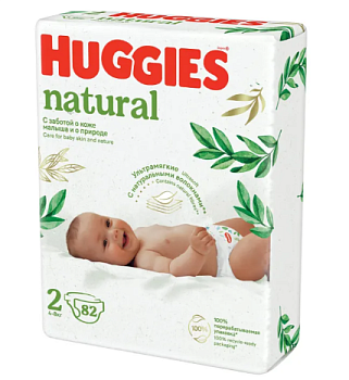 Huggies Natural подгузники размер 2 4-8кг 82 шт