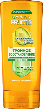 Fructis укрепляющий бальзам ополаскиватель тройное восстановление для сухих и ломких волос 200 мл