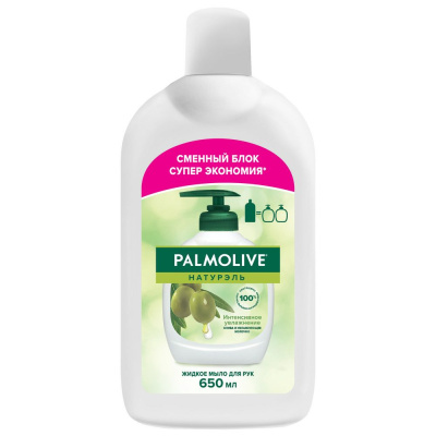Palmolive Натурэль интенсивное увлажнение олива и увлажняющее молочко жидкое мыло запасной блок 650 мл Уценка