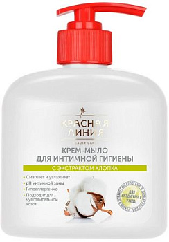 Красная линия крем мыло для интимной гигиены с экстрактом хлопка 250 г