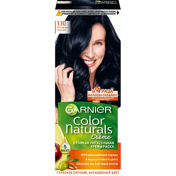 Garnier стойкая питательная крем краска для волос color naturals оттенок 1.10 холодный черный