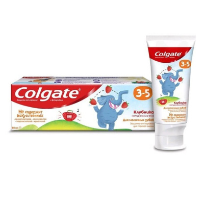 Colgate 3-5 Клубника детская зубная паста с фторидом, 60 мл