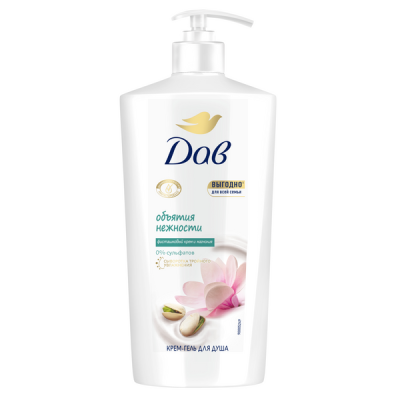 Дав крем гель для душа бессульфатный фисташковый крем и магнолия для всей семьи с сывороткой тройного увлажнения 610 мл