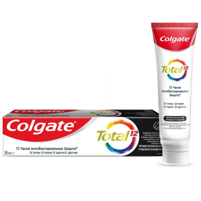 Colgate зубная паста total 12 профессиональная глубокое очищение с древесным углем 100 мл