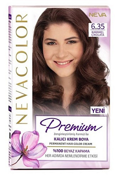 Nevacolor PRЕMIUM стойкая крем краска для волос 6.35 CARAMEL CHOCOLATE карамельный шоколад