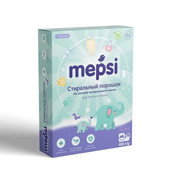 Mepsi стиральный порошок на основе натурального мыла гипоаллергенный для детского белья 400 г