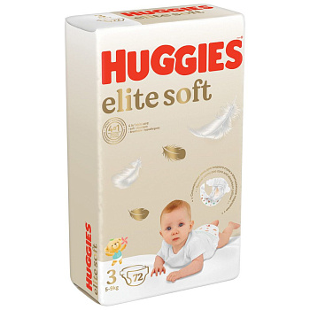 Huggies Elite Soft подгузники 5-9 кг 3 размер 72 шт