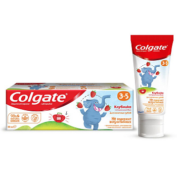 Colgate зубная паста детская  3-5 защита от кариеса с фторидом для детей от 3 до 5 лет со вкусом клубники 60 мл Уценка