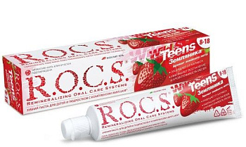 ROCS TEENS зубная паста для школьников земляника 74 гр