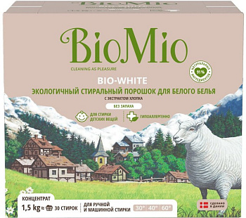 BioMio порошок стиральный для белого белья 1,5кг