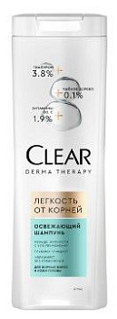 Clear derma therapy освежающий шампунь легкость от корней 380мл