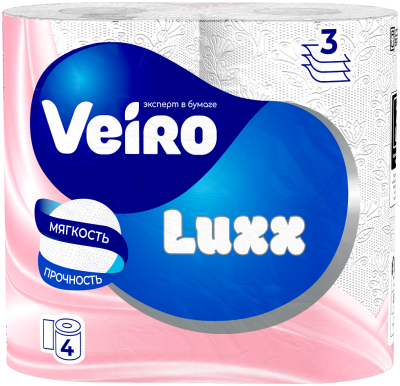Veiro туалетная бумага luxoria 3 х слойная белая 4 шт