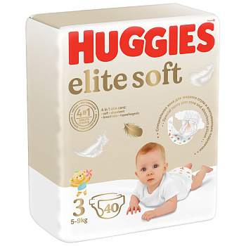 Huggies Elite Soft подгузники 5-9 кг 3 размер 40 шт