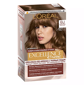 L`oreal Excellence Nudes краска для волос 6U универсальный темно русый Уценка