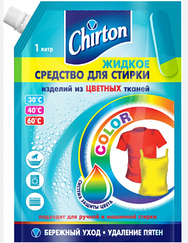 Chirton средство для стирки цветных тканей жидкое 1000 мл дой пак