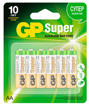 GP батарейки super alkaline АA/LR6 6 шт