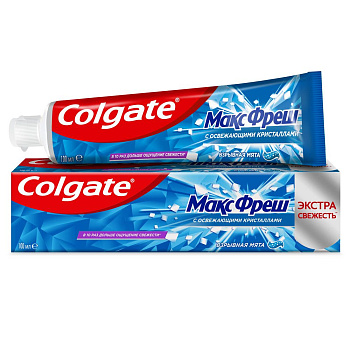 Colgate зубная паста макс фреш взрывная мята с освежающими кристаллами для свежего дыхания и защиты от кариеса 100 мл