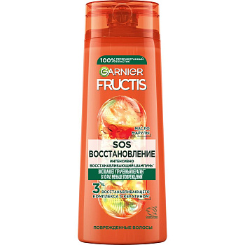 Fructis укрепляющий шампунь для волос sos восстановление для поврежденных волос 250 мл