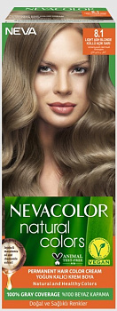 Nevacolor Natural Colors стойкая крем краска для волос 8.1 LIGHT ASH BLONDE пепельный светлый блондин
