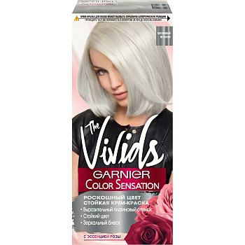 Garnier Color Sensation стойкая крем краска для волос с перламутром и эссенцией розы the vivids с перламутром платиновый металлик