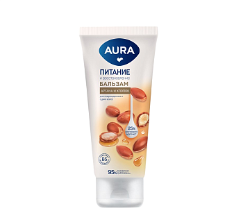 Aura бальзам для волос питание и восстановление туба флиптоп 250 мл