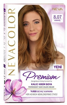 Nevacolor PRЕMIUM стойкая крем краска для волос 8.07 CARAMEL карамель