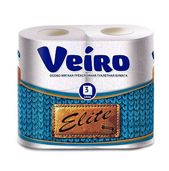 Veiro туалетная бумага Elite 3-х слойная белая 4шт