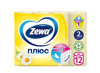 Zewa туалетная бумага Plus 2-х слойная Ромашка 12шт