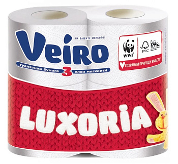 Veiro туалетная бумага Luxoria 3-х слойная белая 4шт