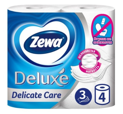 Zewa Deluxe туалетная бумага 3-х слойная 4шт