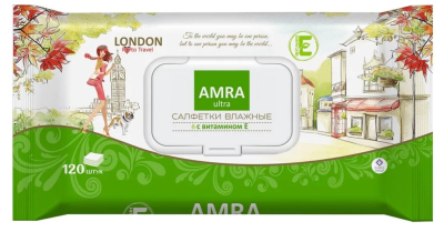 Amra travel салфетки влажные освежающие london 120 шт