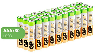 Алкалиновые батарейки GP super alkaline 24А ААA 30 шт в пленке