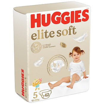 Huggies Elite Soft подгузники 12-22 кг 5 размер 42 шт