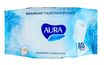 Aura влажная туалетная бумага  uitra comfort без крышки 80шт
