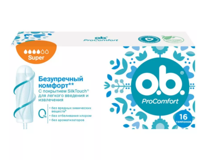 O.B. тампоны procomfort супер 16 шт стикер johnson & johnson