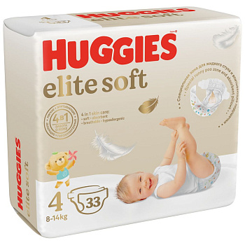 Huggies Elite Soft подгузники 8-14 кг 4 размер 33 шт