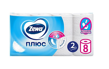 Zewa туалетная бумага плюс 2-х слойная белая 8шт