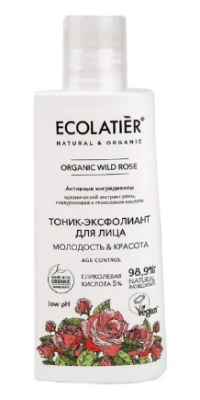 Ecolatier тоник эксфолиант для лица серия organic wild rose 150 мл