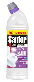 Sanfor chlorum для сантехники чистота и гигиена ультра белый 1л 750мл+250мл бесплатно