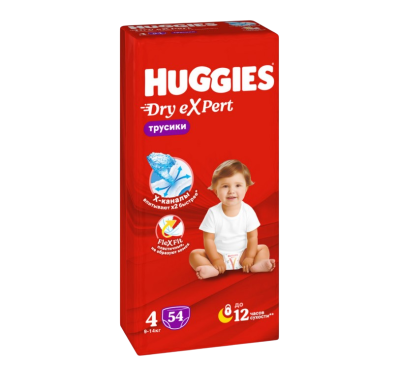Huggies expert 4 l 9-14 кг трусики подгузники 54 шт
