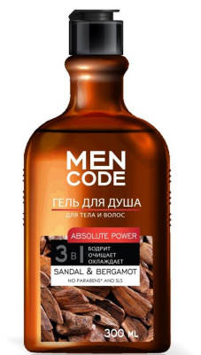 Men Code гель для душа absolut с экстрактами сандала и бергамота флакон флиптоп 300 мл